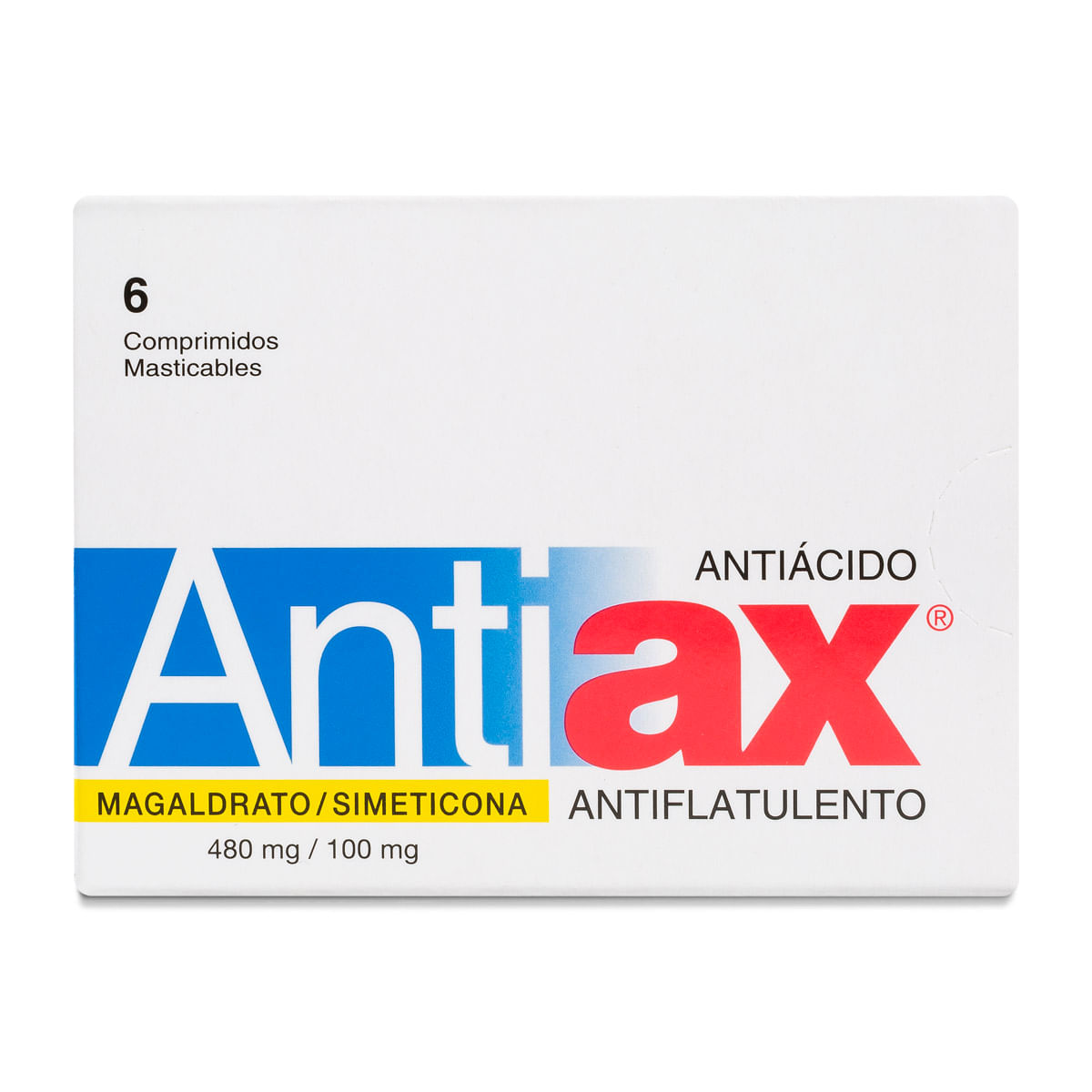 Antiax simeticona 100 mg magaldrato 480 mg 6 comprimidos masticables
