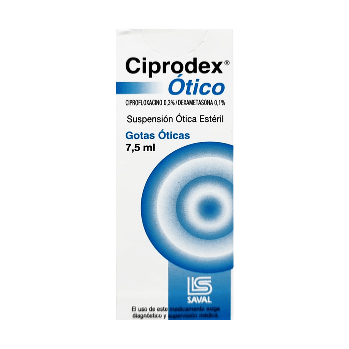 Ciprodex ciprofloxacino 0,3 % dexametasona 0,1 % suspensión ótica estéril 7,5 mL