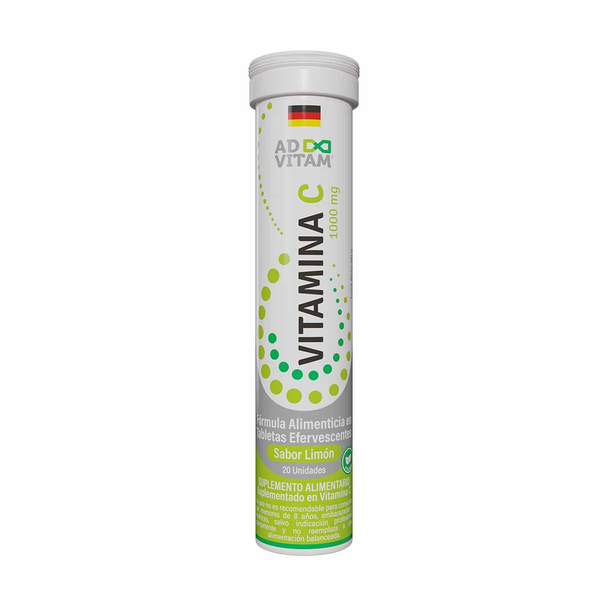 Vitamina C 1000 mg 20 tabletas efervescentes sabor limón