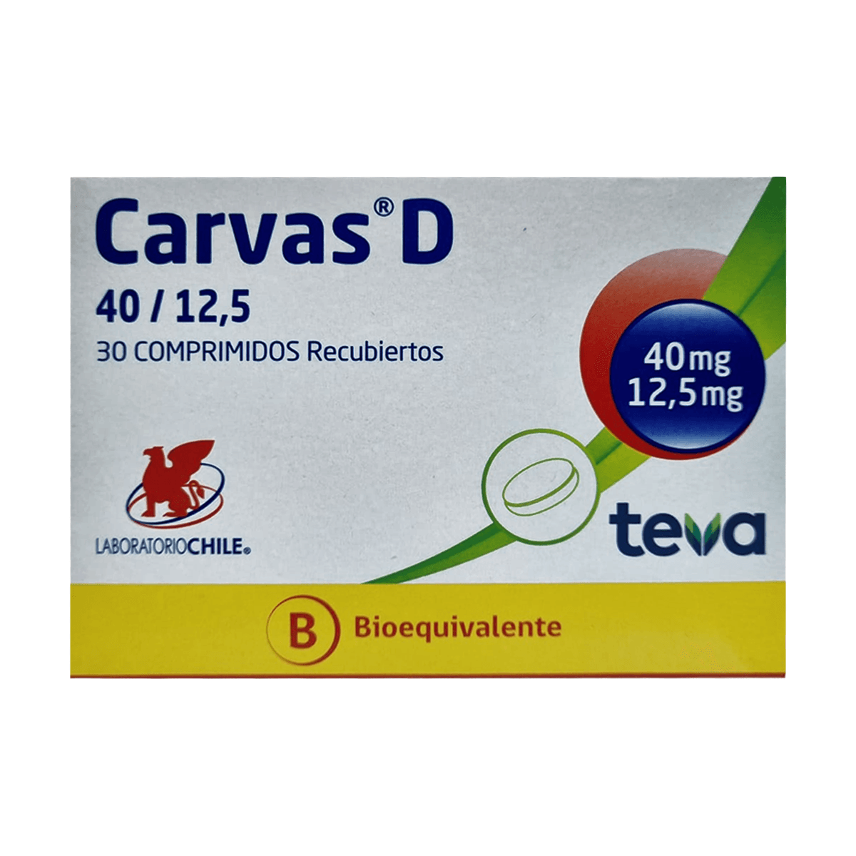 Carvas-D olmesartán 40 mg hidroclorotiazida 12,5 mg 30 comprimidos recubiertos