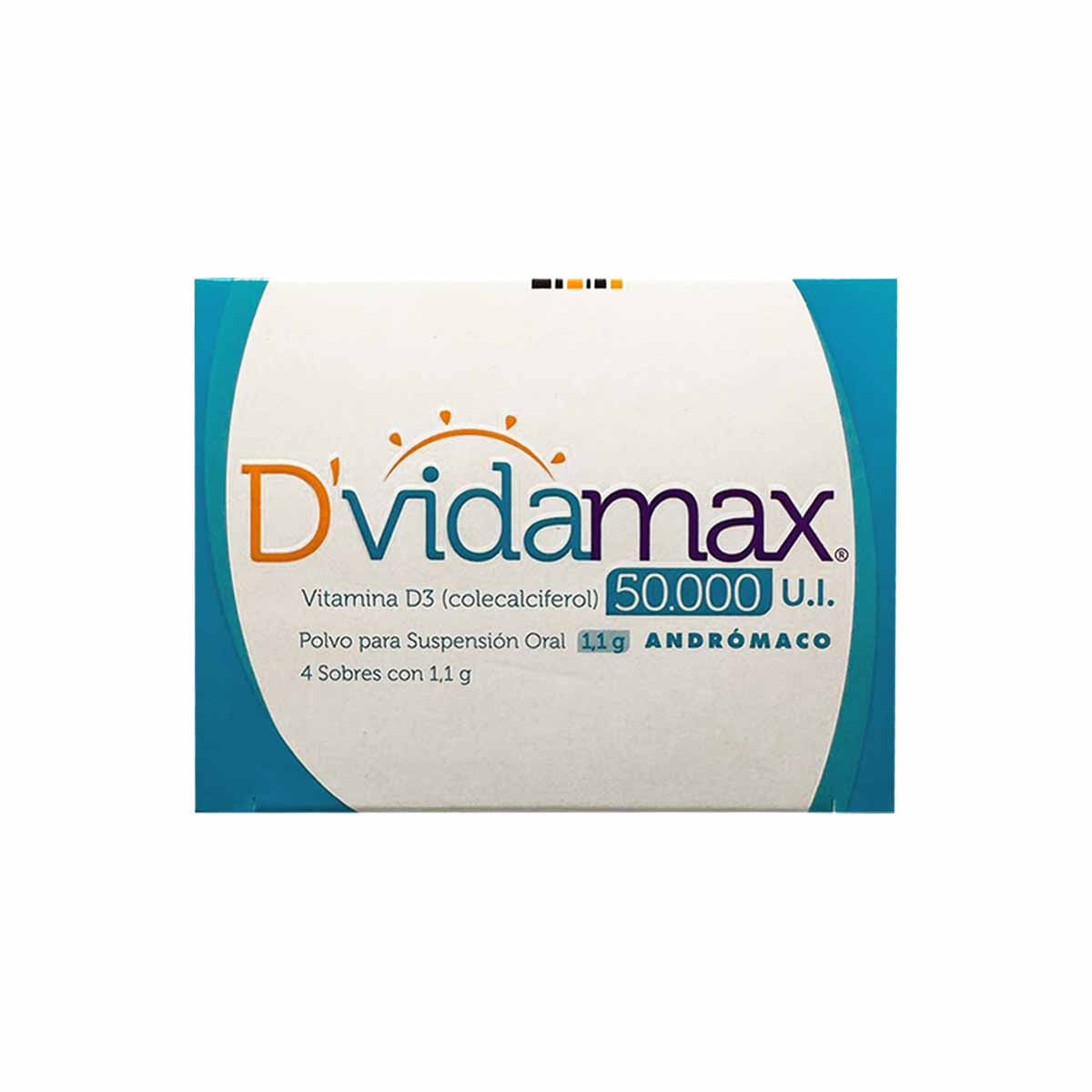 Dvidamax vitamina D 50000 UI 4 sobres en polvo para suspensión oral 1,1 g