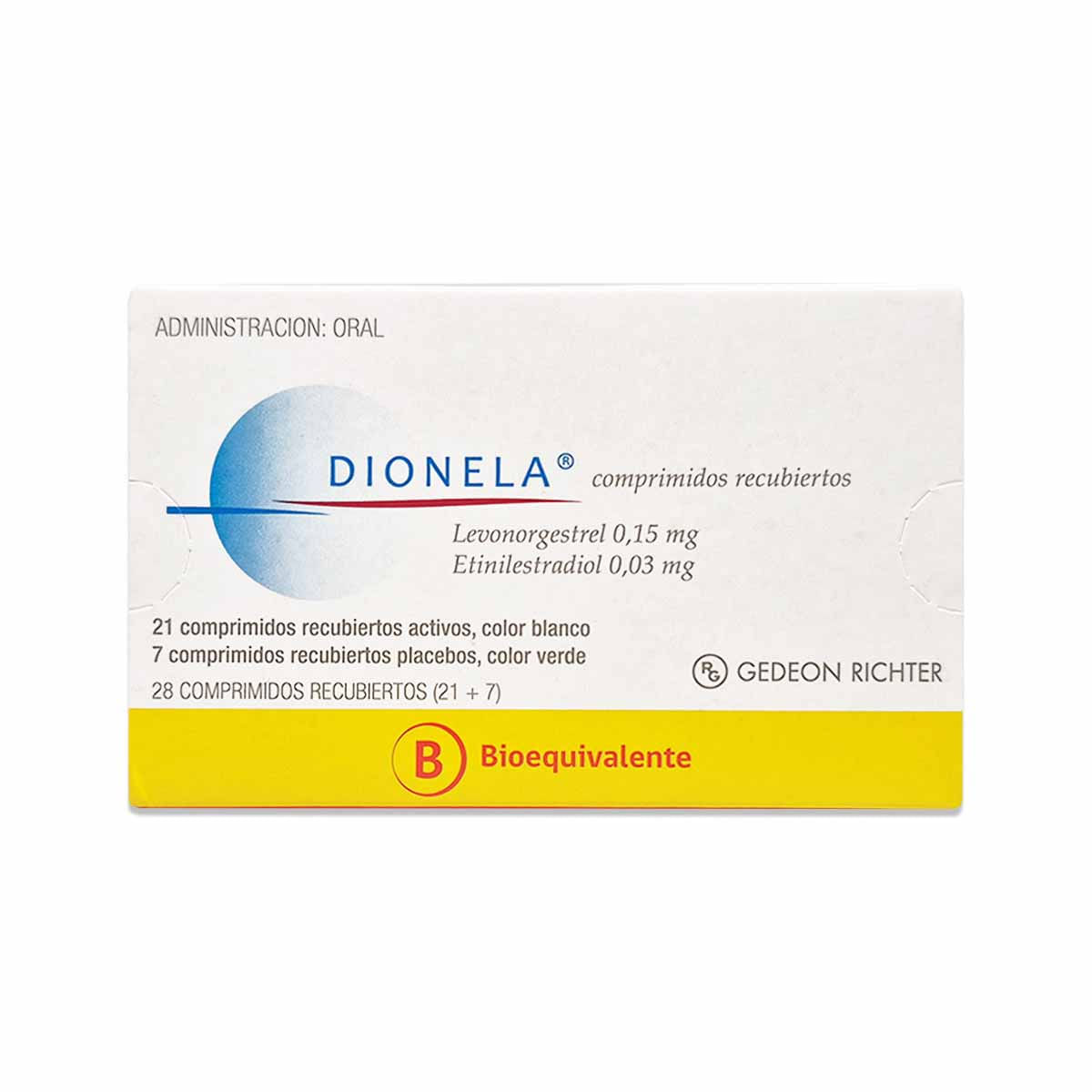 Dionela levonorgestrel 0,15 mg etinilestradiol 0,03 mg 28 comprimidos recubiertos